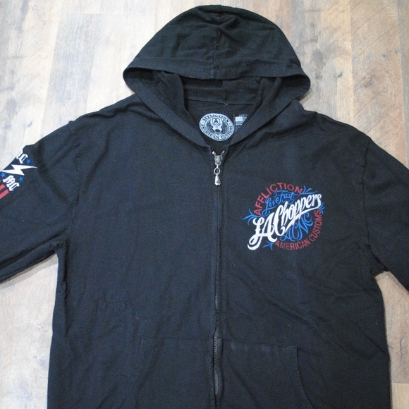 *Vintage* Affliction Sweatshirt (zip-up), Black, Size L - Picture 1 of 4
